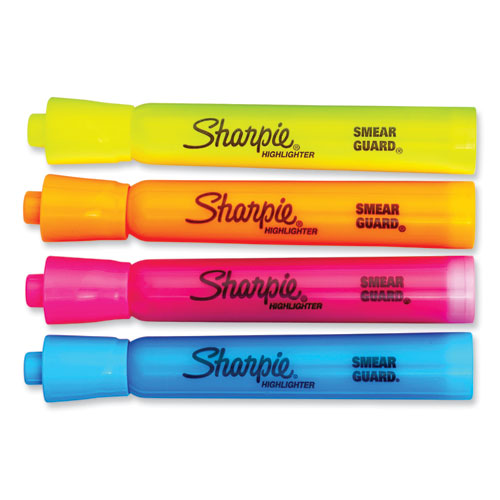Image of Sharpie® Tank Style Highlighters, Assorted Ink Colors, Chisel Tip, Assorted Barrel Colors, 6/Set