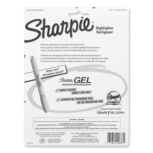 Image of Sharpie® Tank Style Highlighters, Assorted Ink Colors, Chisel Tip, Assorted Barrel Colors, 6/Set