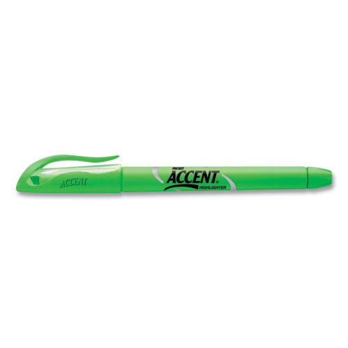 Image of Sharpie® Pocket Style Highlighters, Fluorescent Green Ink, Chisel Tip, Green Barrel, Dozen