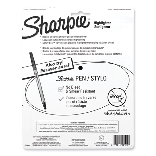 Image of Sharpie® Retractable Highlighters With Storage Pouch, Assorted Ink Colors, Chisel Tip, Assorted Barrel Colors, 8/Set