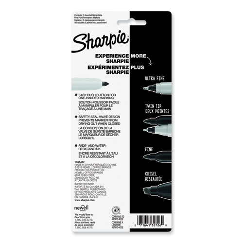 Image of Sharpie® Retractable Permanent Marker, Fine Bullet Tip, Assorted Colors, 3/Set
