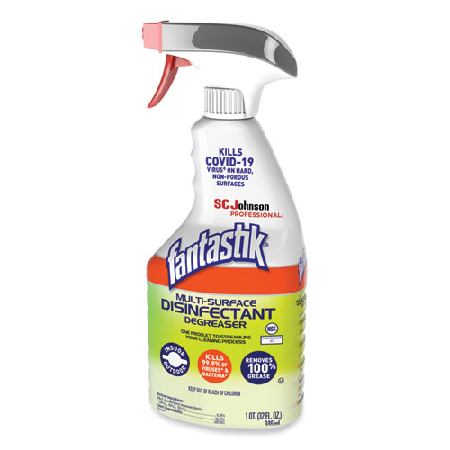 Image of Fantastik® Multi-Surface Disinfectant Degreaser, Herbal, 32 Oz Spray Bottle