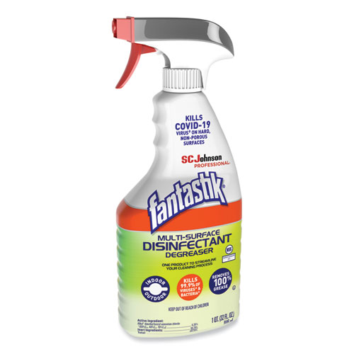 Image of Fantastik® Multi-Surface Disinfectant Degreaser, Herbal, 32 Oz Spray Bottle