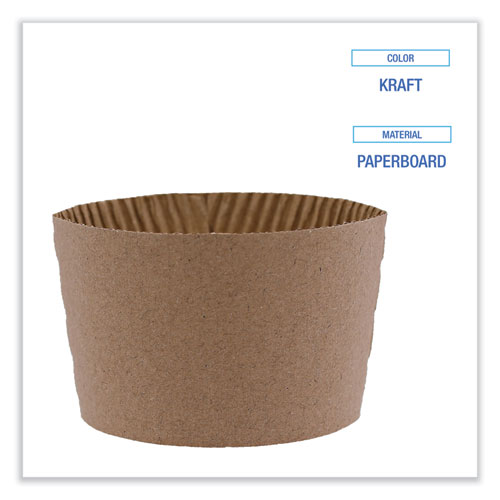 Cup Sleeves, Fits 10 oz to 20 oz Hot Cups, Kraft, 1,200/Carton