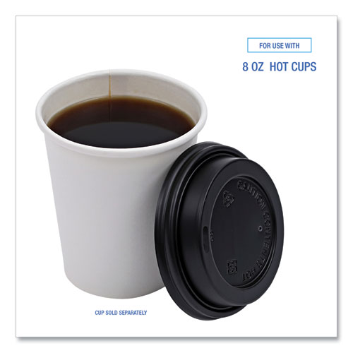 Image of Boardwalk® Hot Cup Lids, Fits 8 Oz Hot Cups, Black, 1,000/Carton