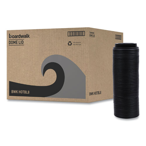 Image of Boardwalk® Hot Cup Lids, Fits 8 Oz Hot Cups, Black, 1,000/Carton