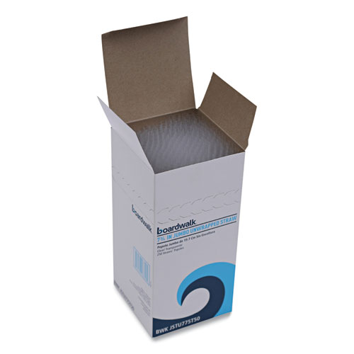 Image of Boardwalk® Jumbo Straws, 7.75", Plastic, Translucent, Unwrapped, 250/Pack, 50 Packs/Carton