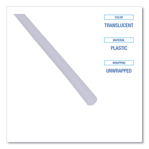 Jumbo Straws, 7.75", Plastic, Translucent, Unwrapped, 250/Pack, 50 Packs/Carton