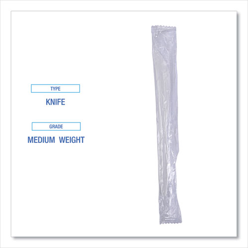 Image of Boardwalk® Mediumweight Wrapped Polypropylene Cutlery, Knives, White, 1,000/Carton