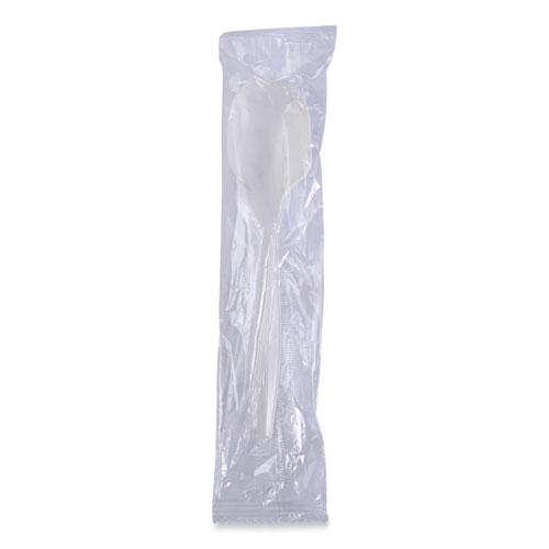 Image of Boardwalk® Mediumweight Wrapped Polypropylene Cutlery, Soup Spoon, White, 1,000/Carton