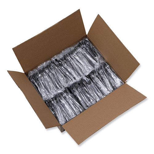 Image of Boardwalk® Heavyweight Wrapped Polystyrene Cutlery, Teaspoon, Black, 1,000/Carton