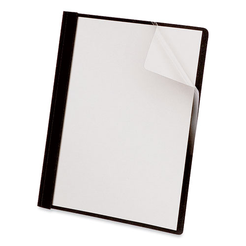 Image of Clear Front Report Cover, Prong Fastener, 0.5" Capacity, 8.5 x 11, Clear/Black, 25/Box
