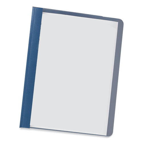 Clear Front Report Cover, Prong Fastener, 0.5" Capacity, 8.5 x 11, Clear/Dark Blue, 25/Box