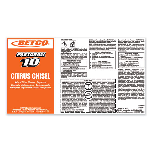 Citrus Chisel, Citrus Scent, 2 L Bottle, 4/Carton