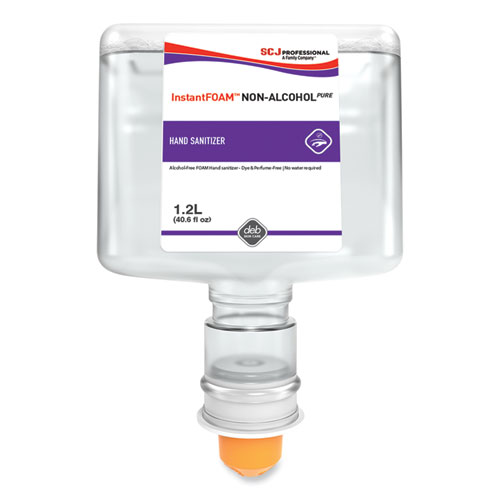 InstantFOAM Non-Alcohol PURE Hand Sanitizer, 1.2 L Touch Free Refill Cartridge, Unscented, 3/Carton