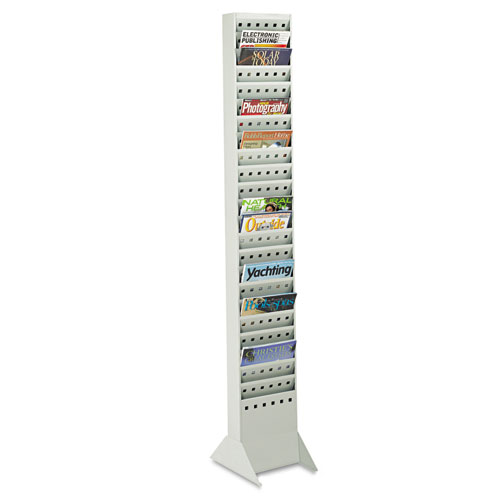 Safco® Steel Magazine Rack, 23 Compartments, 10W X 4D X 65.5H, Gray