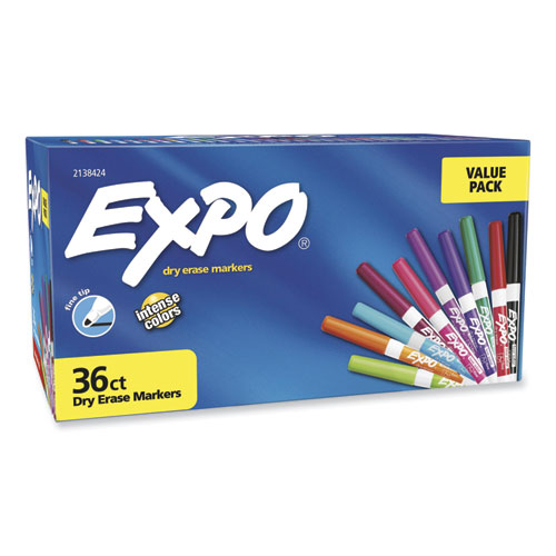 Low Odor Dry Erase Vibrant Color Markers, Fine Bullet Tip, Assorted Colors, 36/Pack