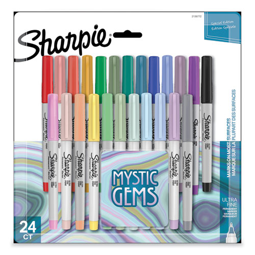 Sharpie® Mystic Gems Markers, Fine Bullet Tip, Assorted, 24/Pack
