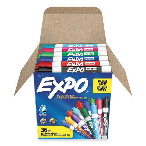 Image of Expo® Low Odor Dry Erase Vibrant Color Markers, Broad Chisel Tip, Assorted Colors, 36/Pack