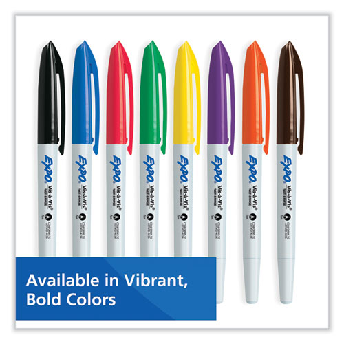 Image of Expo® Vis-A-Vis Wet Erase Marker, Fine Bullet Tip, Assorted, Dozen