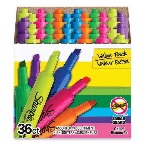 Image of Sharpie® Tank Style Highlighters, Assorted Ink Colors, Chisel Tip, Assorted Barrel Colors, 36/Pack