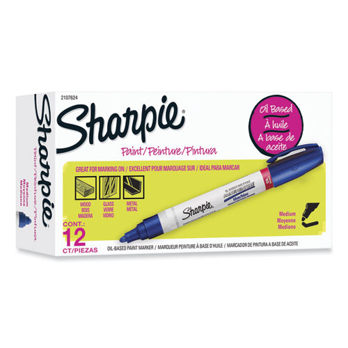 Image of Sharpie® Permanent Paint Marker, Medium Bullet Tip, Blue, Dozen