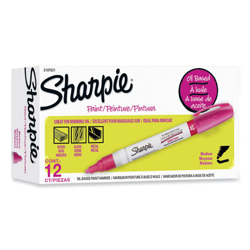 Image of Sharpie® Permanent Paint Marker, Medium Bullet Tip, Pink, Dozen