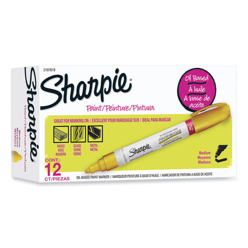 Image of Sharpie® Permanent Paint Marker, Medium Bullet Tip, Yellow, Dozen