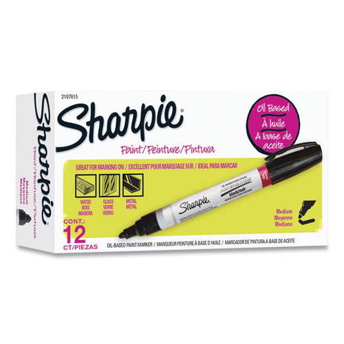 Image of Sharpie® Permanent Paint Marker, Medium Bullet Tip, Black, Dozen