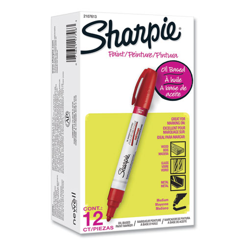 Sharpie® Permanent Paint Marker, Medium Bullet Tip, Red, Dozen