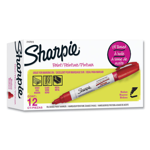 Image of Sharpie® Permanent Paint Marker, Medium Bullet Tip, Red, Dozen