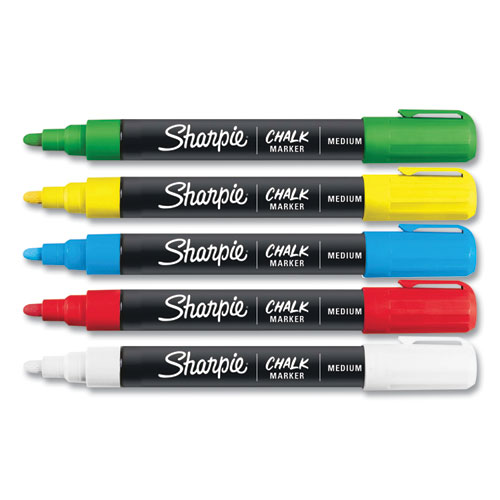 Image of Sharpie® Wet-Erase Chalk Marker, Medium Bullet Tip, Assorted Colors, 5/Pack