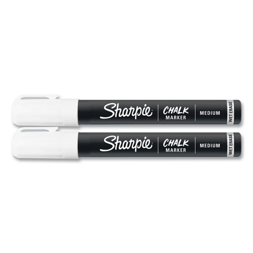 Image of Sharpie® Wet-Erase Chalk Marker, Medium Bullet Tip, White, 2/Pack