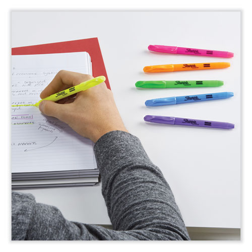 Image of Sharpie® Pocket Style Highlighters, Assorted Ink Colors, Chisel Tip, Assorted Barrel Colors, 5/Set