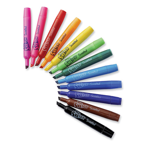 Image of Scented Watercolor Marker, Broad Chisel Tip, Assorted Colors, 12/Set