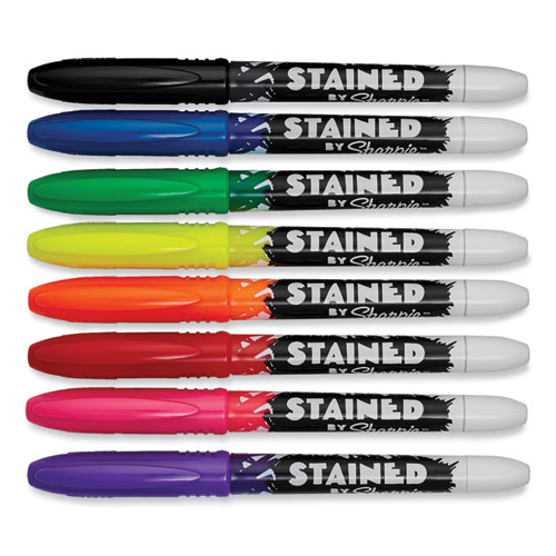 Image of Sharpie® Stained Fabric Markers, Medium Brush Tip, Assorted Colors, 8/Pack