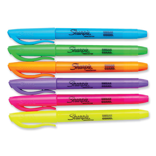 Image of Sharpie® Pocket Style Highlighters, Assorted Ink Colors, Chisel Tip, Assorted Barrel Colors, 24/Pack