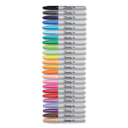 Image of Sharpie® Fine Tip Permanent Marker, Fine Bullet Tip, Assorted Colors, 24/Set