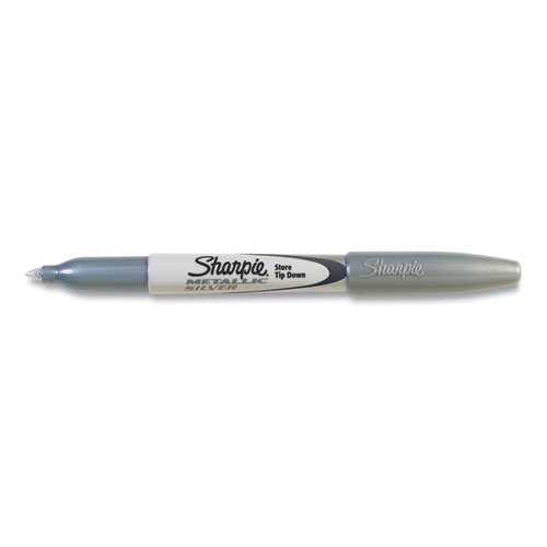 Image of Sharpie® Metallic Fine Point Permanent Markers, Fine Bullet Tip, Metallic Silver, Dozen