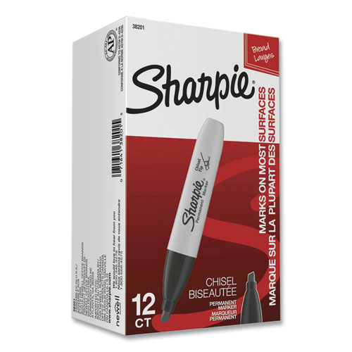 Image of Sharpie® Chisel Tip Permanent Marker, Medium Chisel Tip, Black, Dozen
