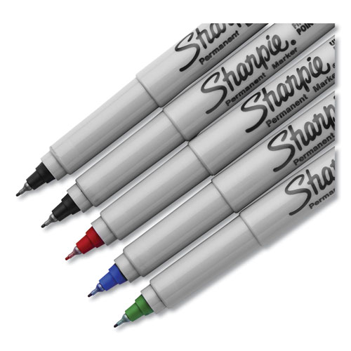 Image of Sharpie® Ultra Fine Tip Permanent Marker, Ultra-Fine Needle Tip, Assorted Colors, 5/Set
