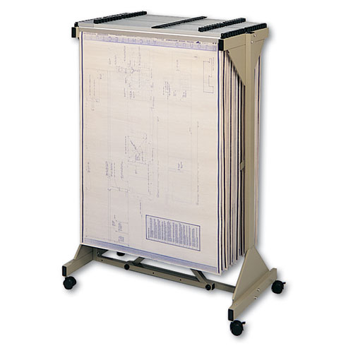 Image of Safco® Mobile Plan Center Sheet Rack, 18 Hanging Clamps, 43.75W X 20.5D X 51H, Sand