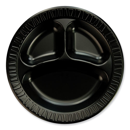 Quiet Class Laminated Foam Dinnerware, Plate, 10.25" dia, Black, 125/Pack, 4 Packs/Carton
