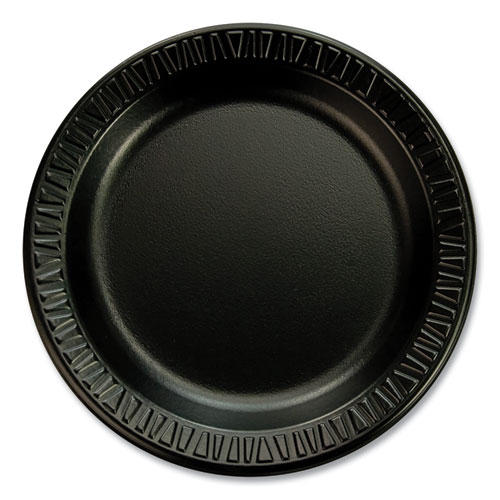Quiet Classic Laminated Foam Dinnerware Plates, 6" dia, Black, 125/Pack, 8 Packs/Carton