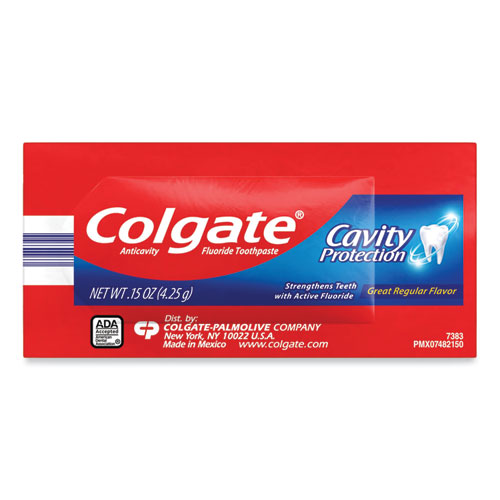 Image of Cavity Protection Toothpaste, Regular Flavor, 0.15 oz Sachet, 1,000/Carton