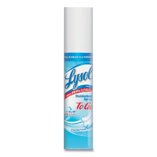 Disinfectant Spray To Go, Crisp Linen, 1 oz Aerosol Spray, 12/Carton