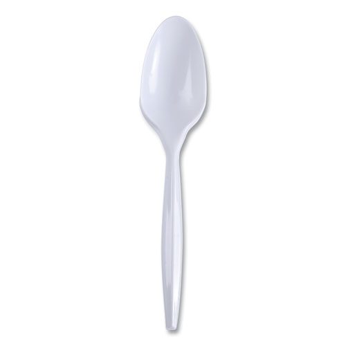 Mediumweight Wrapped Polypropylene Cutlery, Teaspoon, White, 1,000/Carton