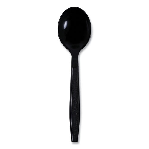 Boardwalk® Heavyweight Wrapped Polypropylene Cutlery, Soup Spoon, Black, 1,000/Carton