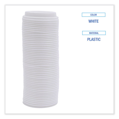 Image of Boardwalk® Deerfield Hot Cup Lids, Fits 10 Oz To 20 Oz Cups, White, Plastic, 50/Pack, 20 Packs/Carton