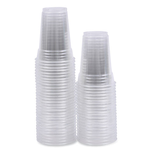 Image of Boardwalk® Clear Plastic Cold Cups, 9 Oz, Pet, 50 Cups/Sleeve, 20 Sleeves/Carton